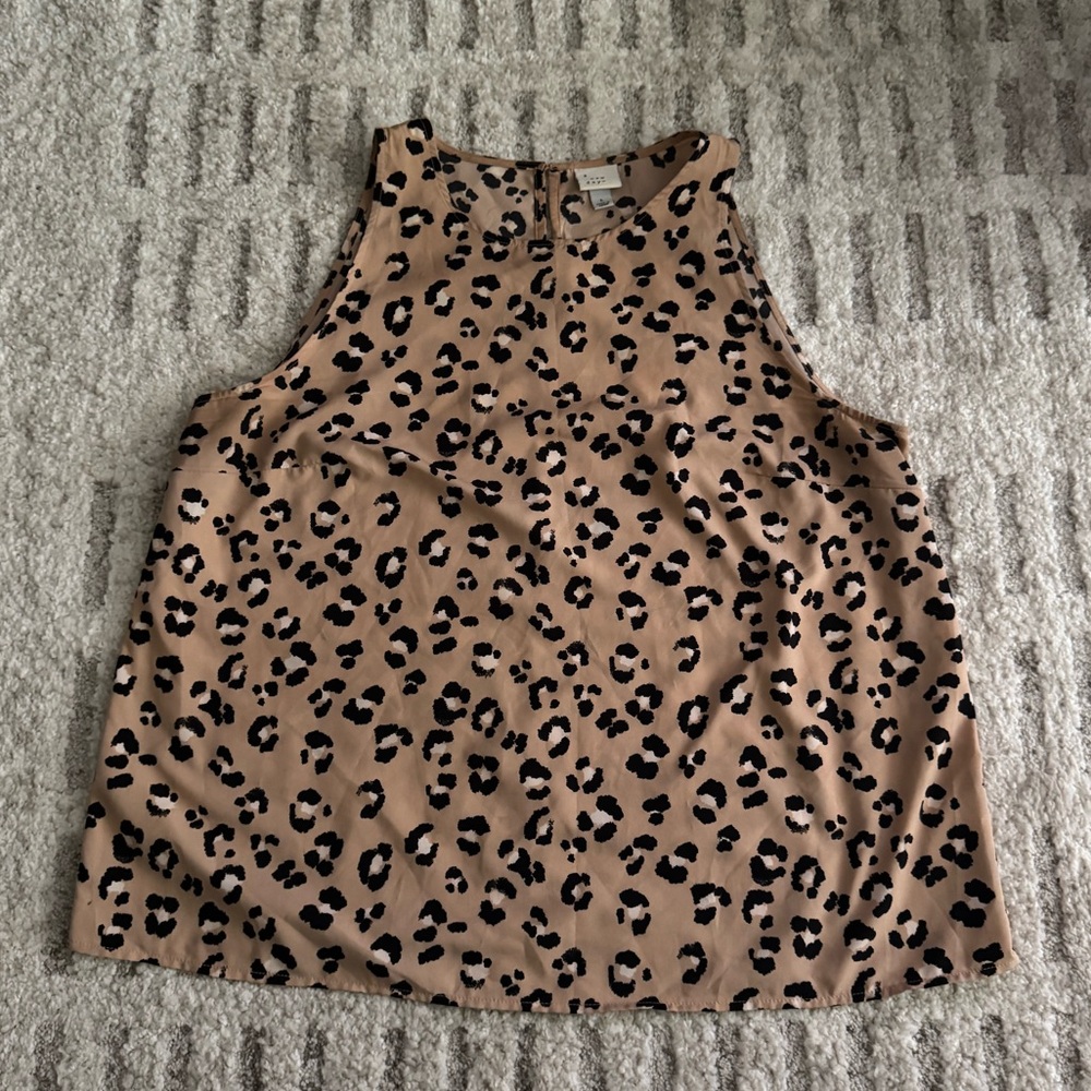 a new day Tan Leopard Print Tank Top